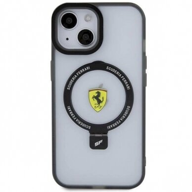 Originalus Ferrari dėklas  Ring Stand 2023 Collection MagSafe Case for iPhone 15 Plus / 14 Plus - Permatomas 2