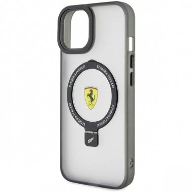 Originalus Ferrari dėklas  Ring Stand 2023 Collection MagSafe Case for iPhone 15 Plus / 14 Plus - Permatomas 5