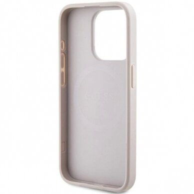 Originalus Guess dėklas 4G Collection Leather Metal Logo MagSafeiPhone 13 Pro / iPhone 13 - Rožinis 6