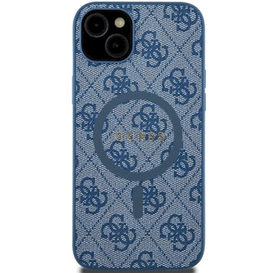 Originalus Guess dėklas 4G Collection Leather Metal Logo MagSafeiPhone 15 Plus / 14 Plus - Mėlynas 2