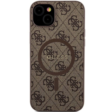 Originalus Guess dėklas 4G Collection Leather Metal Logo MagSafeiPhone 15 Plus / 14 Plus - Rudas 2