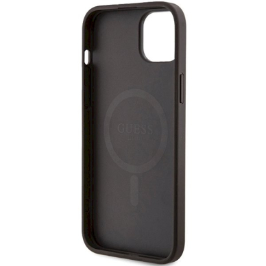 Originalus Guess dėklas 4G Collection Leather Metal Logo MagSafeiPhone 15 Plus / 14 Plus - Rudas 6