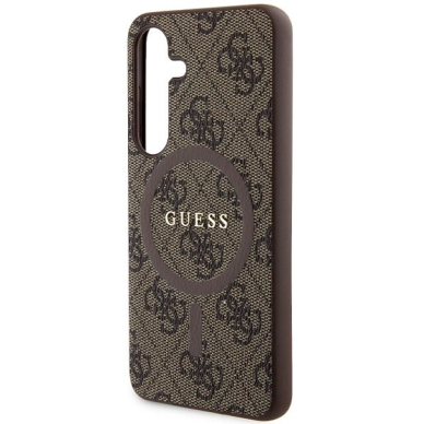 Originalus Guess dėklas 4G Collection Leather Metal Logo MagSafeSamsung Galaxy S24 - Rudas 5