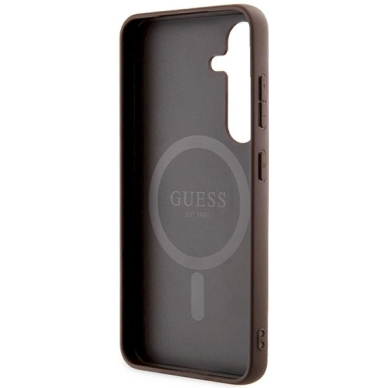 Originalus Guess dėklas 4G Collection Leather Metal Logo MagSafeSamsung Galaxy S24 - Rudas 6