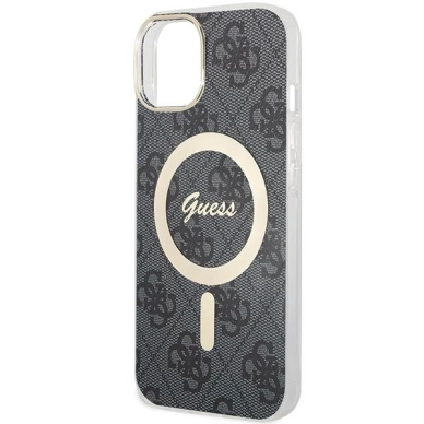 Originalus Guess dėklas 4G MagSafeiPhone 15 Plus / 14 Plus - Juodas 4