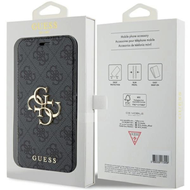 Originalus Guess dėklas 4G Metal LogoiPhone 15 / 14 / 13 - Pilkas 6