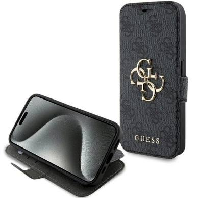 Originalus Guess dėklas 4G Metal LogoiPhone 15 Pro - Pilkas