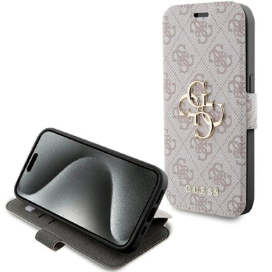 Originalus Guess dėklas 4G Metal LogoiPhone 15 Pro - Rožinis