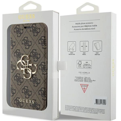 Originalus Guess dėklas 4G Metal LogoiPhone 15 Pro - Rudas 6