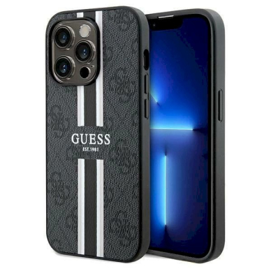 Originalus Guess dėklas 4G Printed Stripes MagSafeiPhone 15 Pro - Juodas