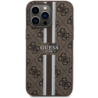 Originalus Guess dėklas 4G Printed Stripes MagSafeiPhone 15 Pro Max - Rudas 2