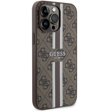 Originalus Guess dėklas 4G Printed Stripes MagSafeiPhone 15 Pro Max - Rudas 3