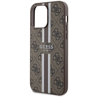 Originalus Guess dėklas 4G Printed Stripes MagSafeiPhone 15 Pro Max - Rudas 5