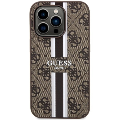 Originalus Guess dėklas 4G Printed Stripes MagSafeiPhone 15 Pro - Rudas 2