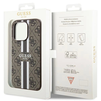 Originalus Guess dėklas 4G Printed Stripes MagSafeiPhone 15 Pro - Rudas 7