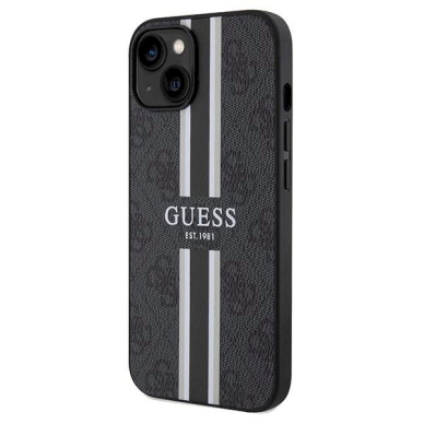 Originalus Guess dėklas 4G Printed Stripes MagSafeiPhone 15/14/13 - Juodas 1