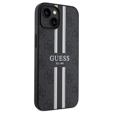 Originalus Guess dėklas 4G Printed Stripes MagSafeiPhone 15/14/13 - Juodas 3