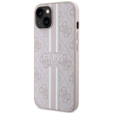 Originalus Guess dėklas 4G Printed Stripes MagSafeiPhone 15/14/13 - Rožinis 1