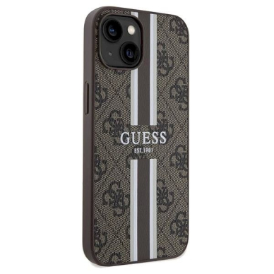 Originalus Guess dėklas 4G Printed Stripes MagSafeiPhone 15/14/13 - Rudas 3