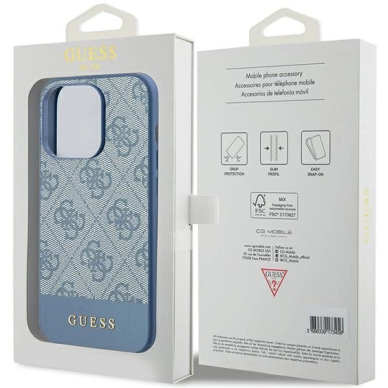 Originalus Guess dėklas 4G Stripe CollectioniPhone 15 Pro - Mėlynas 7