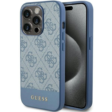 Originalus Guess dėklas 4G Stripe CollectioniPhone 15 Pro - Mėlynas