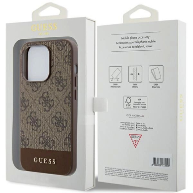 Originalus Guess dėklas 4G Stripe CollectioniPhone 15 Pro - Rudas 7