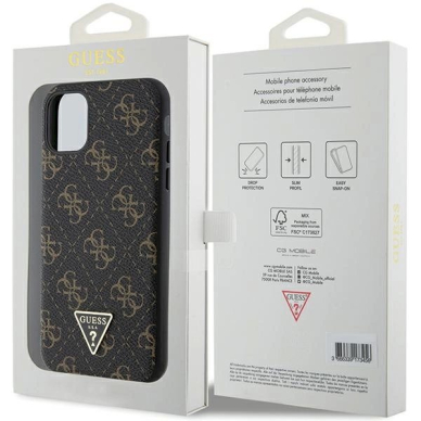 Originalus Guess dėklas 4G Triangle Metal LogoiPhone 11 / XR - Juodas 7