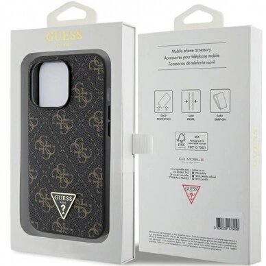 Originalus Guess dėklas 4G Triangle Metal LogoiPhone 13 Pro Max - Juodas 7