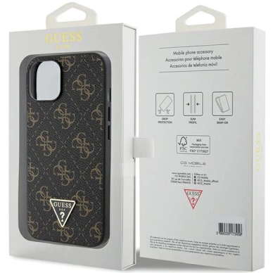 Originalus Guess dėklas 4G Triangle Metal LogoiPhone 15 Plus / 14 Plus - Juodas 7