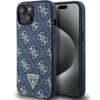 Originalus Guess dėklas 4G Triangle Metal LogoiPhone 15 Plus / 14 Plus - Mėlynas