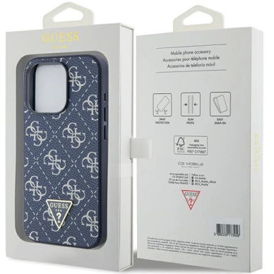 Originalus Guess dėklas 4G Triangle Metal LogoiPhone 15 Pro - Mėlynas 7