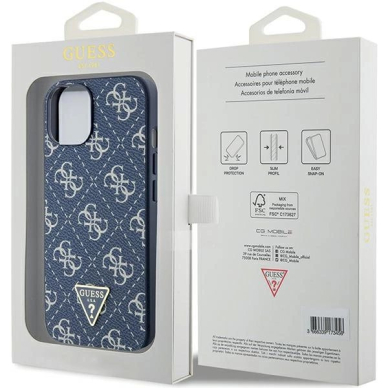 Originalus Guess dėklas 4G Triangle Metal LogoiPhone 15/14/13 - Mėlynas 7