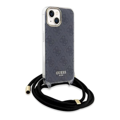 Originalus Guess dėklas Crossbody Cord 4G Print Case for iPhone 15/14/13 - Juodas 2