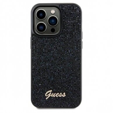 Originalus Guess dėklas Disco Metal ScriptiPhone 13 Pro / 13 - Juodas 2