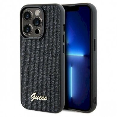 Originalus Guess dėklas Disco Metal ScriptiPhone 13 Pro Max - Juodas