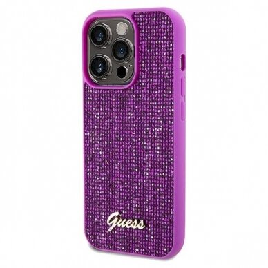 Originalus Guess dėklas Disco Metal ScriptiPhone 14 Pro - fuchsia 1