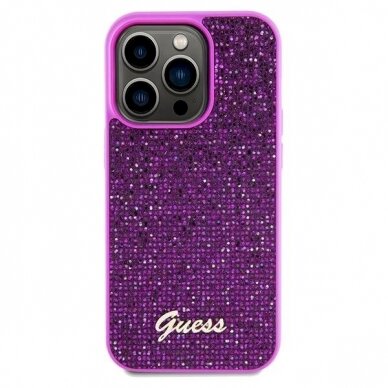 Originalus Guess dėklas Disco Metal ScriptiPhone 14 Pro - fuchsia 2