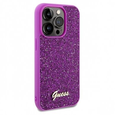 Originalus Guess dėklas Disco Metal ScriptiPhone 14 Pro - fuchsia 3