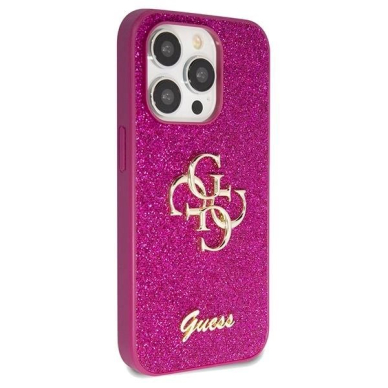 Originalus Guess dėklas Glitter Script Big 4G case for iPhone 15 Pro Max - Violetinis 3