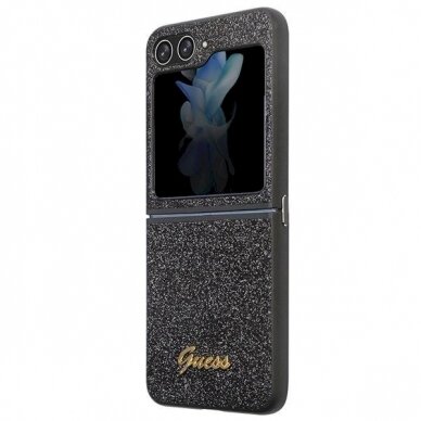 Originalus Guess dėklas Glitter Script case for Samsung Galaxy Z Flip 5 - Juodas 5