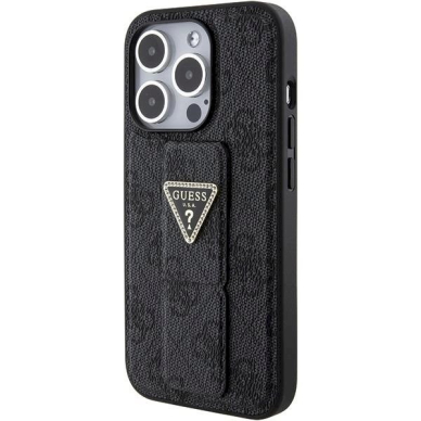 Originalus Guess dėklas Grip Stand 4G Triangle StrassiPhone 15 Pro - Juodas 2