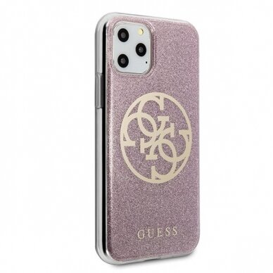 Originalus Guess Dėklas Guhcn65Pcuglpi Iphone 11 Pro Max Rožinis 4G Circle Glitter 4