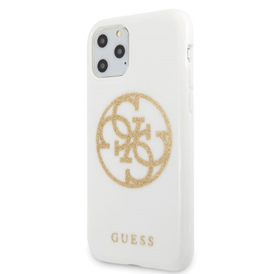 Originalus Guess Dėklas Guhcn65Tpuwhglg Iphone 11 Pro Max Baltas Glitter 4G Circle Logo 1