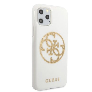 Originalus Guess Dėklas Guhcn65Tpuwhglg Iphone 11 Pro Max Baltas Glitter 4G Circle Logo 4