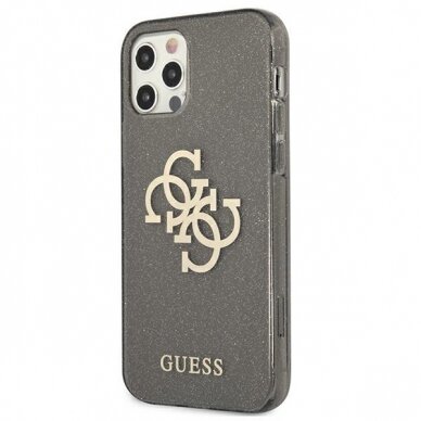 Originalus Guess dėklas GUHCP12LPCUGL4GBK iPhone 12 Pro Max 6.7 Juodas Glitter 4G Big Logo 1