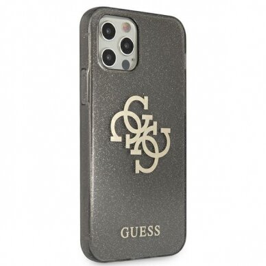 Originalus Guess dėklas GUHCP12LPCUGL4GBK iPhone 12 Pro Max 6.7 Juodas Glitter 4G Big Logo 3