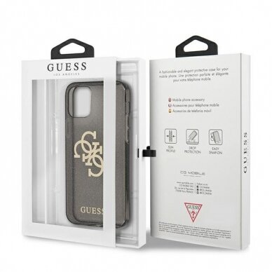 Originalus Guess dėklas GUHCP12LPCUGL4GBK iPhone 12 Pro Max 6.7 Juodas Glitter 4G Big Logo 7