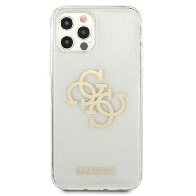 Originalus Guess dėklas GUHCP12LPCUGL4GTR iPhone 12 Pro Max 6.7 Permatomas Glitter 4G Big Logo 2