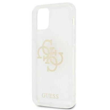 Originalus Guess dėklas GUHCP12LPCUGL4GTR iPhone 12 Pro Max 6.7 Permatomas Glitter 4G Big Logo 5