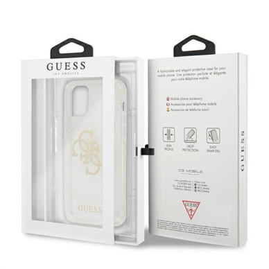 Originalus Guess dėklas GUHCP12LPCUGL4GTR iPhone 12 Pro Max 6.7 Permatomas Glitter 4G Big Logo 7